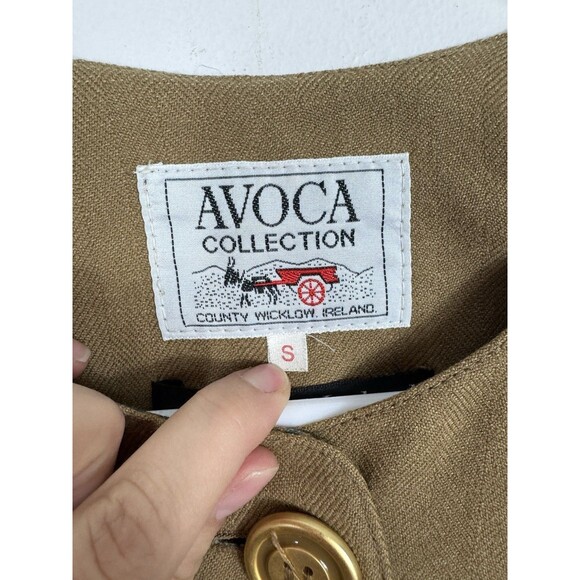 AVOCA COLLECTION WOOL KNIT COAT BROWN GOLD BUTTONS IRELAND WOMEN'S SIZE S - Picture 6 of 13
